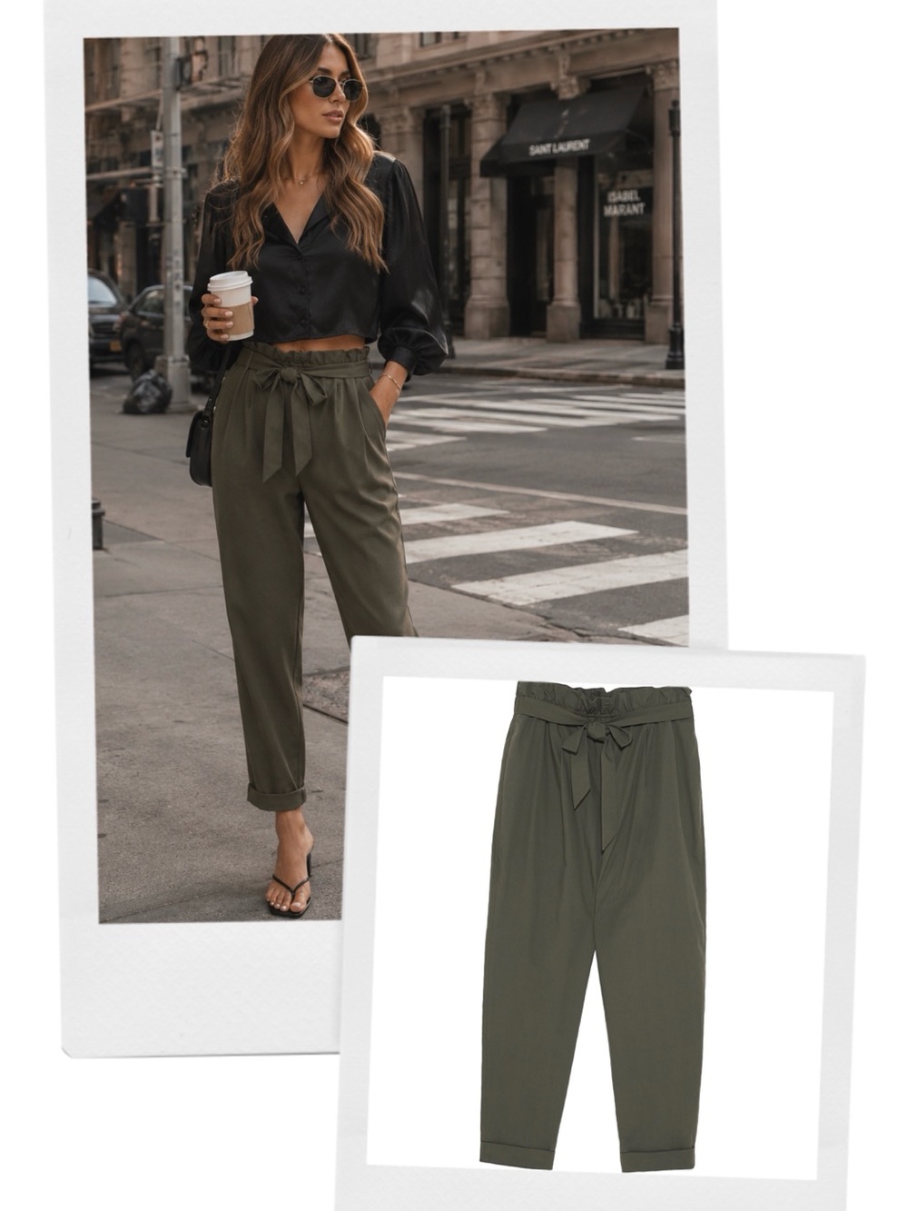 ZARA poplin paperbag belted pants